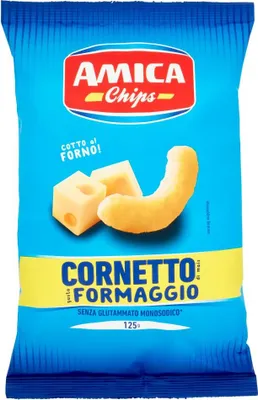 Produktbild von 10x Amica Chips Cornetto al Formaggio Mais-Snacks mit Käsegeschmack Salziger Snack 125g Beutel