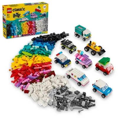 Produktbild von LEGO Classic Kreative Fahrzeuge, Bausteine-Set für bunte Modellautos inkl. LKW, Polizeiauto und Baufahrzeuge, Baubare Spielzeug-Autos für Kinder, Geschenk für Jungs und Mädchen ab 5 Jahren 11036