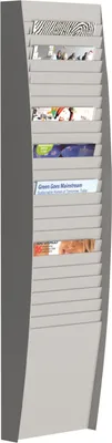 Produktbild von Prospekthalter 27,3 x 112 x 12,9 cm (B x H x T) DIN A4 Polystyrol grau 25 Fcher