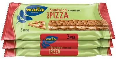 Zdjęcie produktu dla Barilla Wasa Sandwich Pizza Flavour Pieczywo chrupkie żytnie 3 opakowania 111g