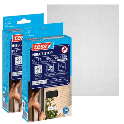 Produktbild von tesa INSECT STOP Klett Fliegengitter Premium - 2x 130 cm x 130 cm Anthrazit