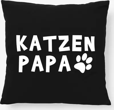 Produktbild von Huuraa Kissen Katzenpapa Tapse 40x40cm mit Füllung Black Baumwolle Dekokissen Geschenkidee
