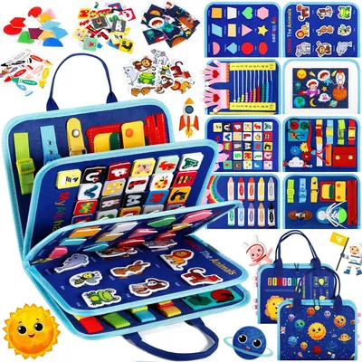 Produktbild von Aktivitätenboard 9-in-1 für Kleinkinder - Montessori Motorikspielzeug für 1-6 Jahre - Sensorisches Lernspielzeug