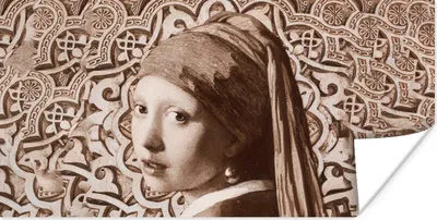 Produktbild von MuchoWow® Poster Das Mädchen mit dem Perlenohrring - Schnittmuster - Vermeer 40x20 cm - Poster für die Wand - Poster Schlafzimmer