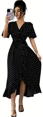 Productafbeelding van Currero Jurk met Polkadots Zwart XL