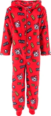 Produktbild von Paw Patrol Jungen Schlafanzug Kinder Pyjama Overall Jumpsuit Marshall, Farbe:Rot, Größe:98
