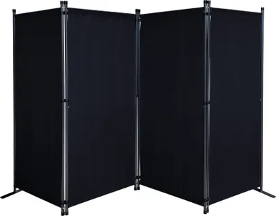 Produktbild von Paravent 4 Teilig 165 x 220 cm Schwarz - Garten & Balkon Sichtschutz Stellwand Innen & Außen - Raumteiler Trennwand Faltbar Blickdicht & Wetterfest
