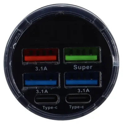 Auto-USB-Lader 6-in-1, 300W, USB-C, 12V/24V, Schnellladeadapter
