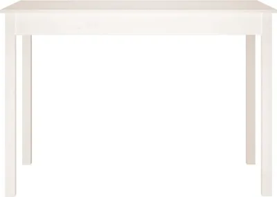A white wooden table is shown against a white background.