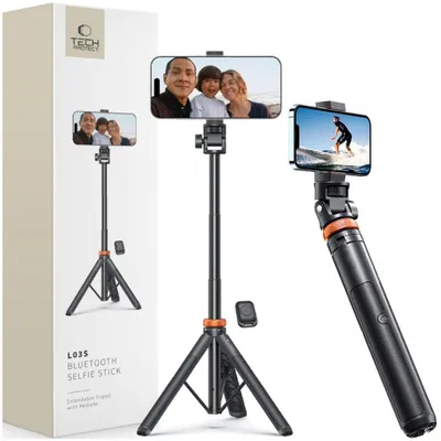 Produktbild von Tech-Protect L03S Bluetooth Selfie Stick Stativ Schwarz