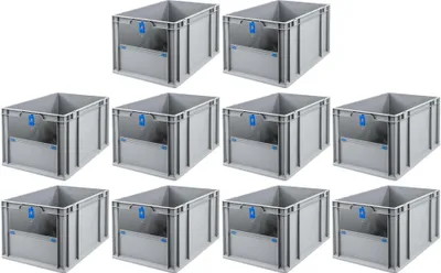 Produktbild von SparSet 10x Eurobox NextGen Insight Cover | HxBxT 32x40x60 | 65 Liter | Hoch/Blau | Eurobehälter, Transportbox, Transportbehälter, Stapelbehälter