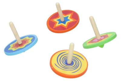 Produktbild von Farbenfroher Holz-Kreisel für Kinder, robustes Spielzeug mit 7 cm Durchmesser