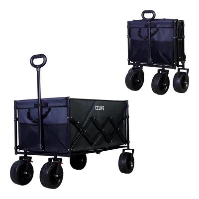 Produktbild von CCLIFE Bollerwagen Faltbar 200L bis 200kg mit Bremsen Camping Outdoor Schwarz