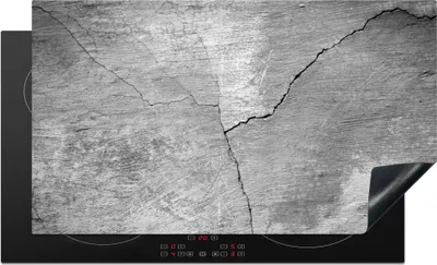 Produktbild von KitchenYeah© Herdabdeckplatte Beton - Industriell - Grau - Weiß - Vintage , 91x52cm, Küche Deko, Glaskeramikkochfeld Herdabdeckung, Abdeckplatte fùr Kochfeld