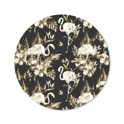 Produktbild von MuchoWow® Mauspad Mousepad Flamingo - Blumen - Gold - Muster 40x40 cm - Mousepads - Maus Mat - Pad - Mausunterlage - Schreibtisch Accessoires