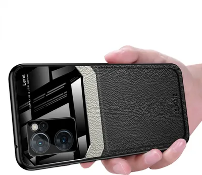 Produktbild von OPPO Reno7 Pro 5G Hülle, TPU Stossfest Anti-rutsch Leder Glas Len Hybrid Schutzhülle für OPPO Reno7 Pro 5G Schwarz