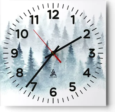 Produktbild von Wanduhr - Quadrat - Glasuhr - Bäume Wald Natur - 40x40cm - Schleichendes Uhrwerk - Lautlos - zum Aufhängen bereit - Dekoration Modern - Wanddekoration aus Glas - C4AC40x40-3981