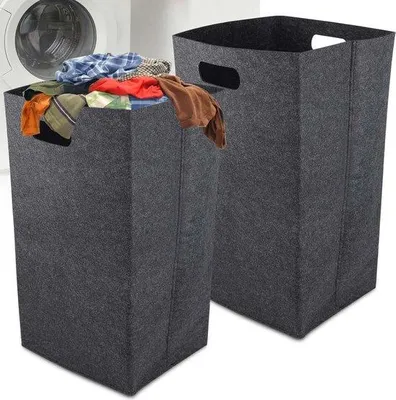 Image de Paniers à linge pliables en tissu de 60 litres pour la chambre et la salle de bains