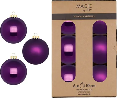 Produktbild von Weihnachtskugeln Glas 10cm 6 Stück - Purple Symphony