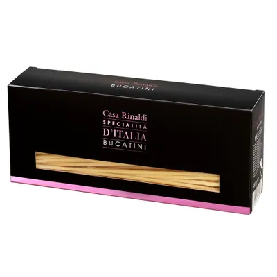 Produktbild von Casa Rinaldi röhrenförmige Pasta Bucatini in der Packung 500g