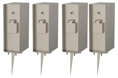 Produktbild von Novatool 4x Steckdosensäule 3-fach außen Silber gebürstet Edelstahl eckig IP44 mit Erdspieß mit Dämmerungssensor Steckdose Aussen Gartensteckdose Outdoor Steckdosensäule Garten Steckdosenturm (Elektro)