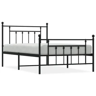 Produktbild von vidaXL Bettgestell mit Kopf- und Fußteil Metall Schwarz 107x203 cm