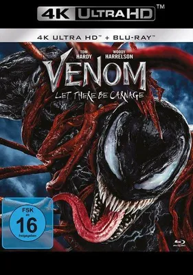 Produktbild von PLAION Venom: Let There Be Carnage (4K-UHD+Blu-ray), Film, Blu-ray, Deutsch, Englisch, Französisch, Türkisch, 97 min, Venom: Let There Be Carnage, Abenteuer