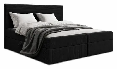 Produktbild von Bett, Boxspringbett, Continentalbett BERG POSO mit Bonell Matratze, OHNE Topper, Doppelbett mit Container, H3 180x200 cm, (Schwarz - Poso 135)