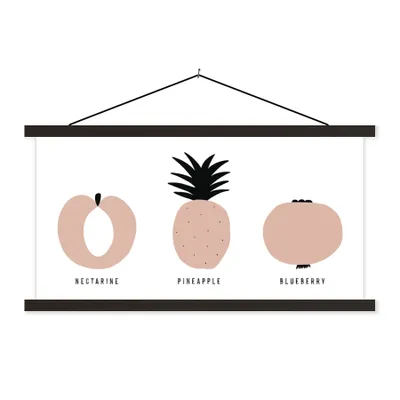 Produktbild von MuchoWow® Textilposter Obst - Pastell - Design 120x60 cm mit schwarzem Rahmen - Dekoration Schlafzimmer