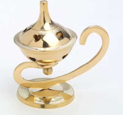 Produktbild von Räuchergefäß, Räucherschale Lampe "Herz" aus Messing Gold Höhe 11 cm für Räucherkohle