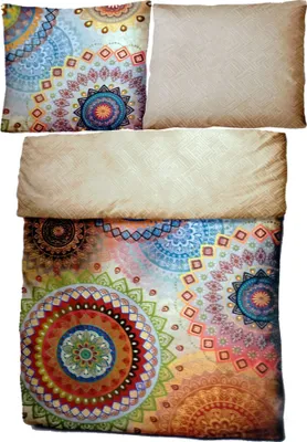 Produktbild von 2-tlg. Satin Wende Bettwäsche 135x200 +80x80cm, 100% Baumwolle, Mandala/Kreise