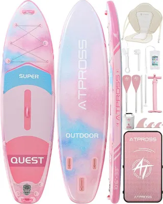Produktbild von Stand Up Paddling Board mit Zubehör Set, 320x84CM Extra Breit SUP Board für 2 Personen, 200kg Tragkraft, Rutschfestes Stand Up Paddle zum Surfen