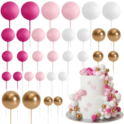 Immagine prodotto di 32 decorazioni a forma di torta per palloncini, ideali per decorazioni di feste