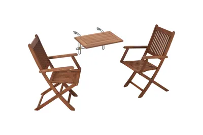 Produktbild von Merxx Gartenmöbel Set Rio 3tlg., 2 Klappsessel, Balkonhängetisch 60 x 40 cm - Eukalyptus