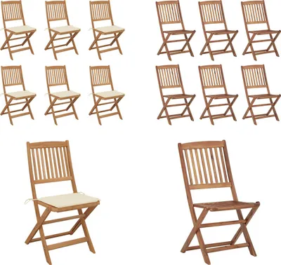 Image de vidaXL Chaises de jardin pliantes 6 pcs. avec coussin Bois massif Acacia - Chaise de jardin - Chaise pliante - Chaises pliantes