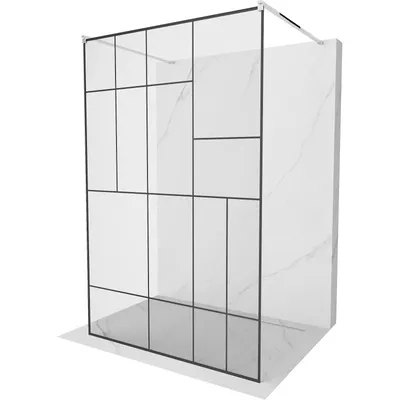 Obrázek produktu pro Mexen Kioto volně stojící sprchová zástěna 130 x 200 cm, Průhledné/Černý vzor 8 mm, Chromovaná - 800-130-002-01-78