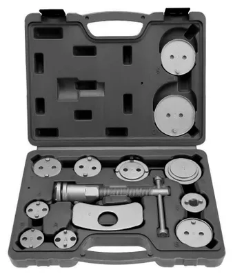 Produktbild von Bremskolben Rückstellwerkzeug Satz - 13-tlg. Bremssattel Werkzeug - Scheibenbremse Kolbenrücksteller - mit 11 Adaptern - für Auto Bremsenreparatur