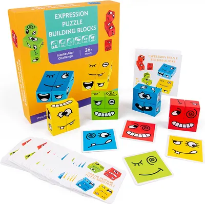 Produktbild von Holzwürfel Spielzeug, Zauberwürfel-Bausteine, Spielzeug Gesicht ändern Würfel, Geschenk für Kinder Vorschule