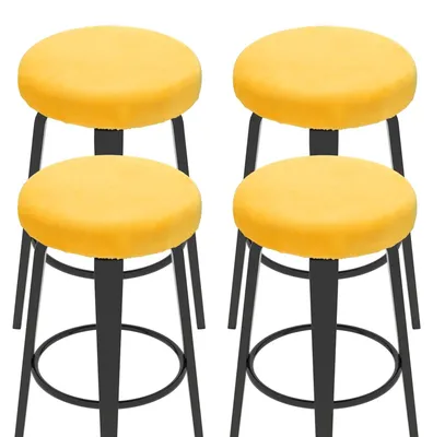 4 Barhockerbezüge aus Flanell, 35–45 cm, gelb, elastisch