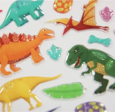 Zdjęcie produktu dla Naklejki - Zabawne dinozaury - Brokat - Żywica epoksydowa