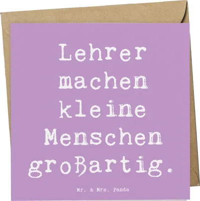 Produktbild von Mr. & Mrs. Panda Glückwunschkarte Spruch Lehrer Großartig - Lavendeltraum - Geschenk, anlasskarte, doppelkarte, Hingabe, faltkarte, Klappkarte, Grußkarte, Wertschätzung