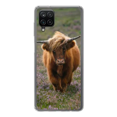 Produktbild von MuchoWow® Handyhülle Schutzhülle Hülle für Samsung Galaxy A12 Schottische Hochlandbewohner - Heidelandschaft - Tiere Silikon Softcase Handy Hülle - Bild
