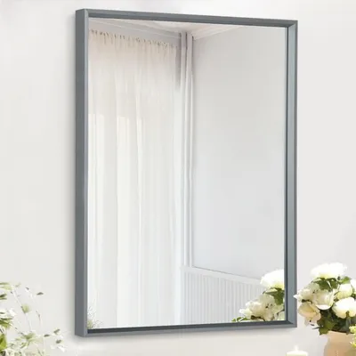 Produktbild von Moderne rechteckige Wandspiegel mit Aluminiumrahmen für Badezimmer und Wohnzimmer