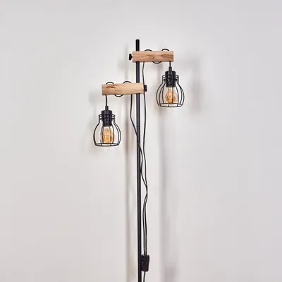 Produktbild von Aprica »Aprica« Retro/Vintage Stehleuchte aus Metall/Holz in Schwarz/Natur