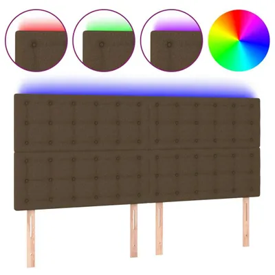 Produktbild von LED Kopfteil Dunkelbraun 200x5x118/128 cm Stoff