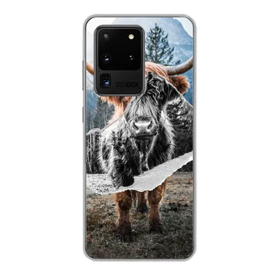 Produktbild von MuchoWow® Handyhülle Schutzhülle Hülle für Samsung Galaxy S20 Ultra Schottischer Highlander - Kuh - Tiere Silikon Softcase Handy Hülle - Karteninhaber
