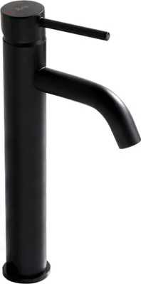 A black faucet on a white background.