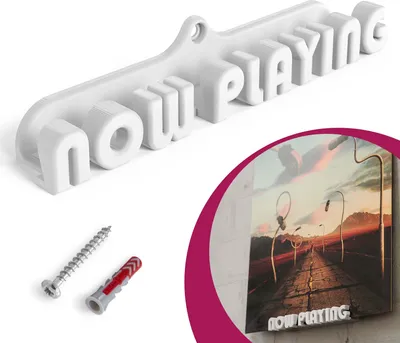 Produktbild von Schallplatten Wandhalterung NOW PLAYING passend für LP Disc Vinyl Halter Universal Weiß