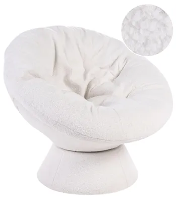 Produktbild von BELIANI Sessel Cremeweiß Bouclé Stoff Gepolstert mit Drehfunktion Drehbar Modernes Design Wohnzimmer Leseecke Drehsessel Polstersessel Stoffsessel