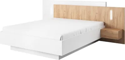 Obrázek produktu pro Nábytek do ložnice s postelí 160x200 SYLVANIA 2 - dub kraft zlatý / bílý + LED osvětlení